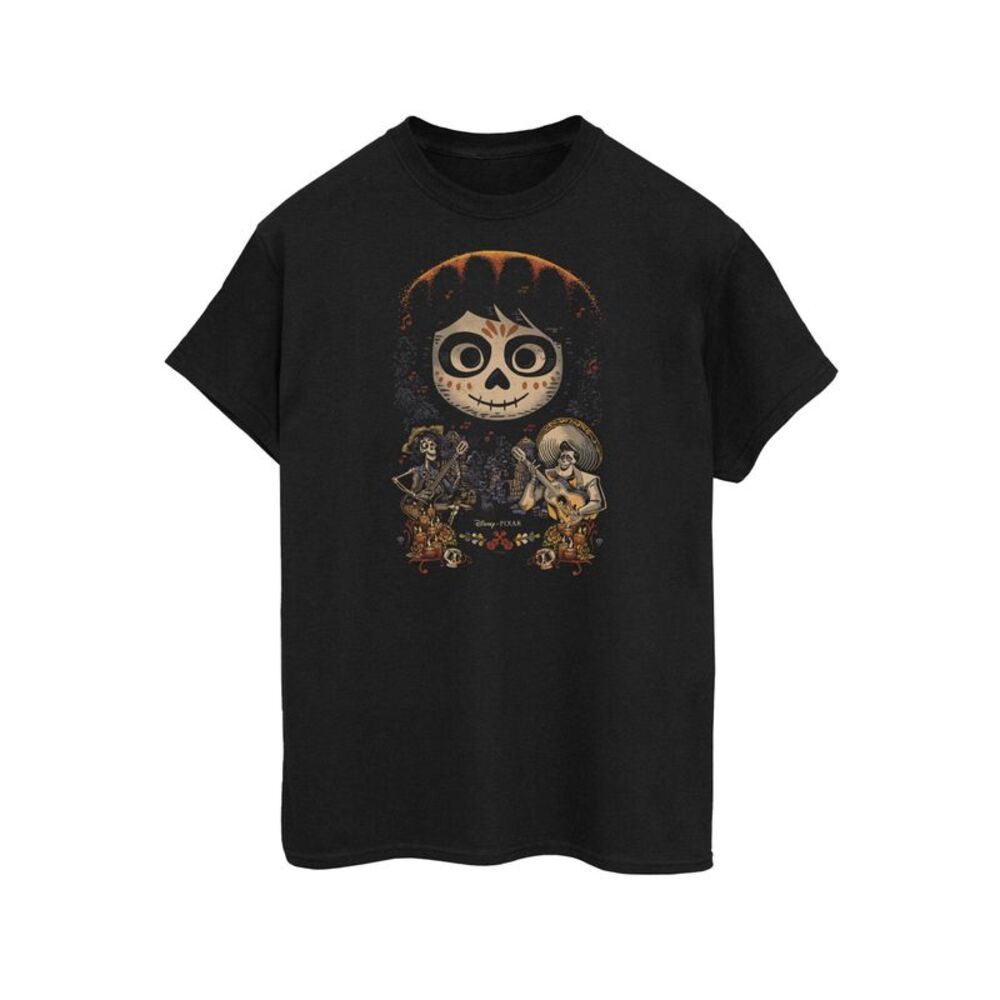 Coco Mens Poster Miguel Face Cotton T-Shirt / Black